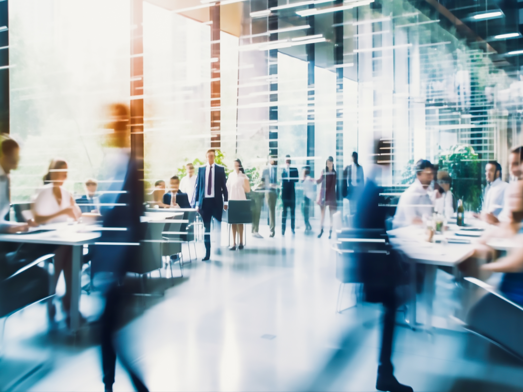 A blur background of an open air office space