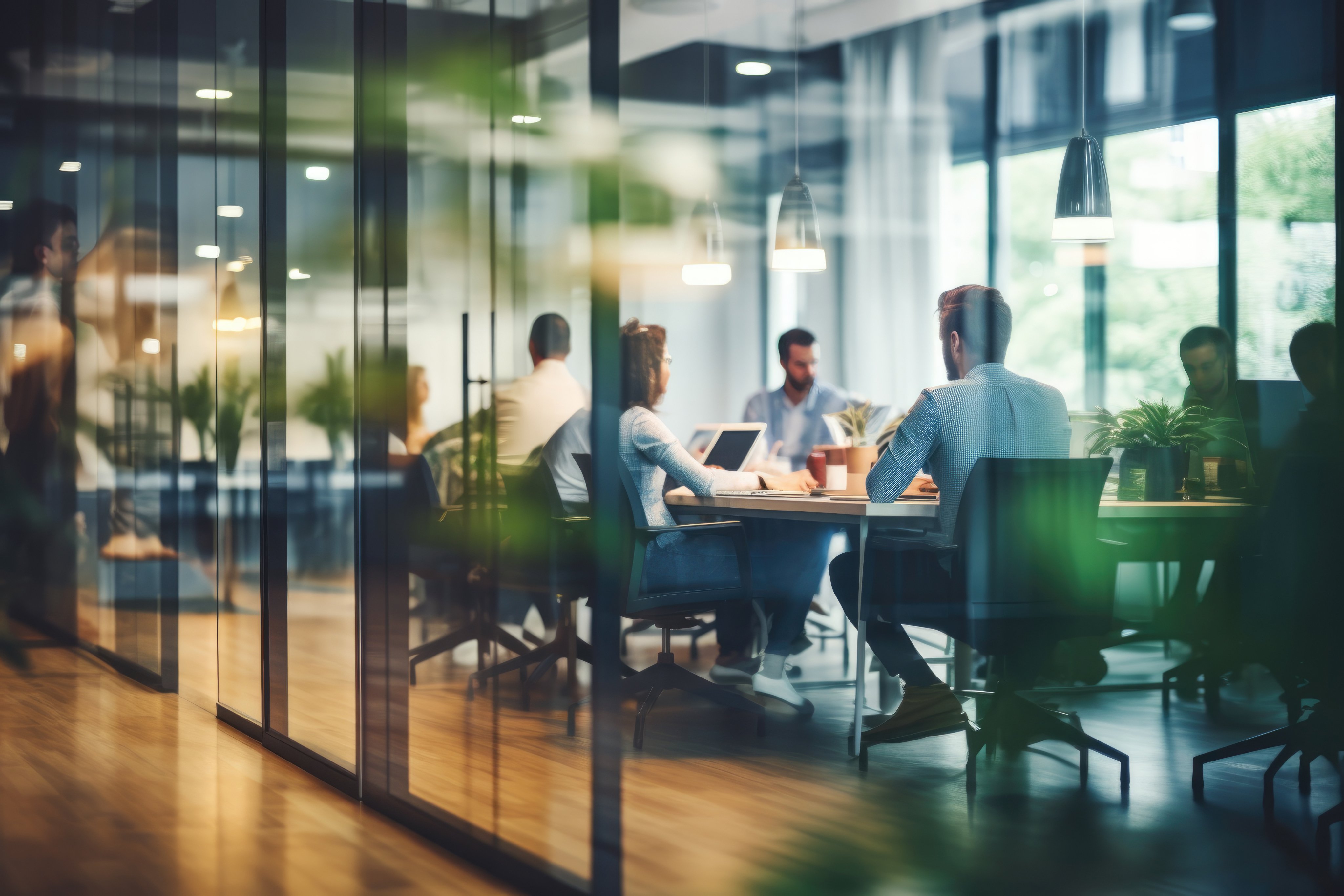 Employers working together in an open office
