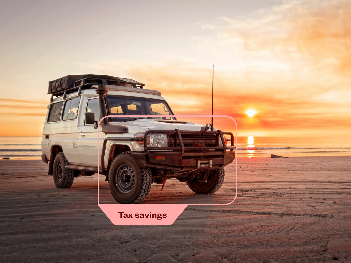 4x4 on the beach, with tax savings identifier