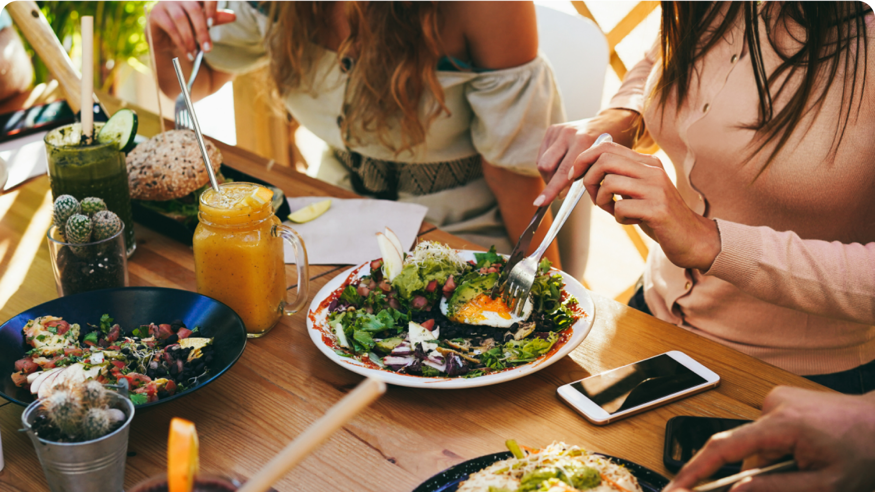 Person eating a salad