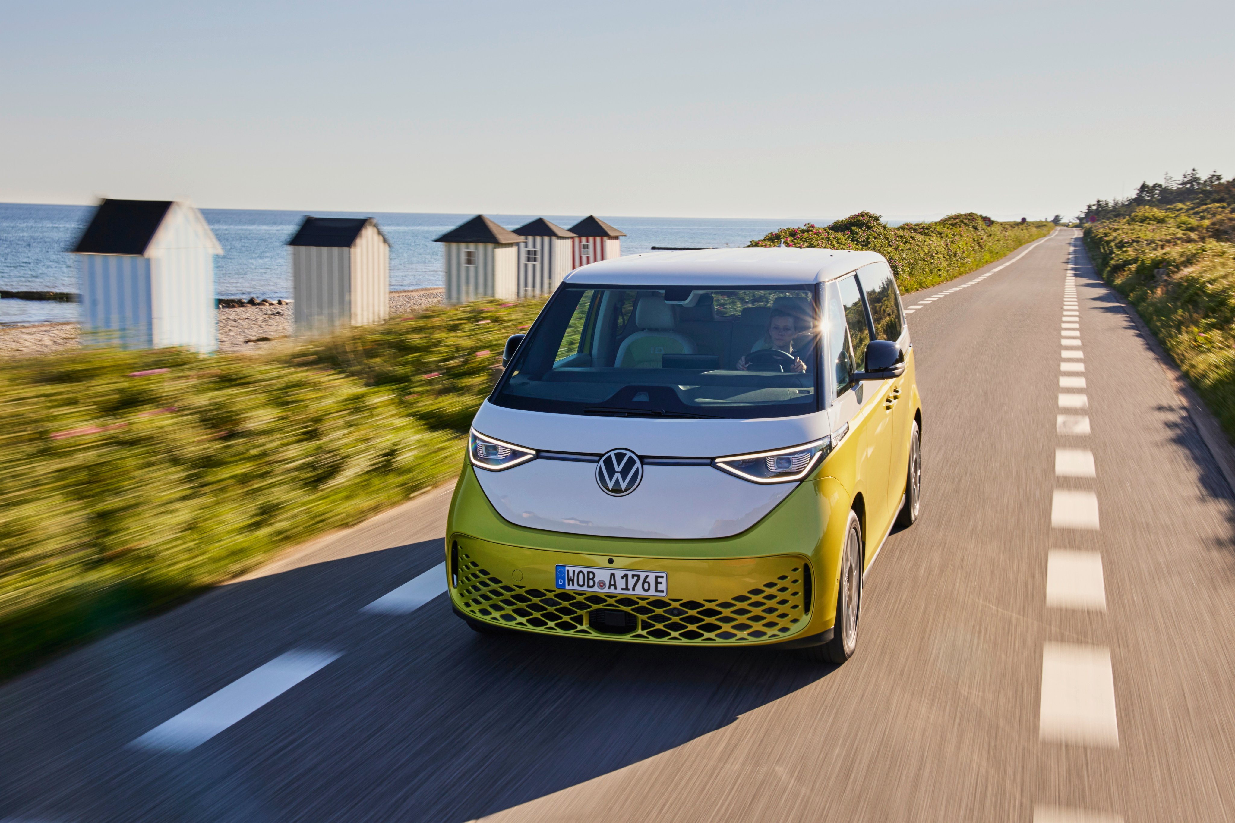 Volkswagen ID.Buzz on a coastal road