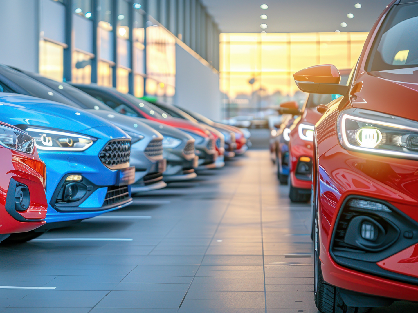 Cars in a showroom