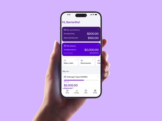 Smartphone showing a finance app dashboard